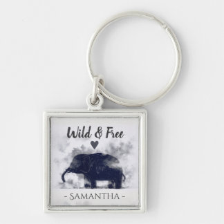 Chaveiro Elephant Art Wild e Free Personalised