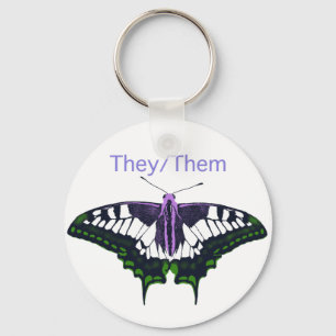 Chaveiro Eles/Eles Borboletas Não-binárias