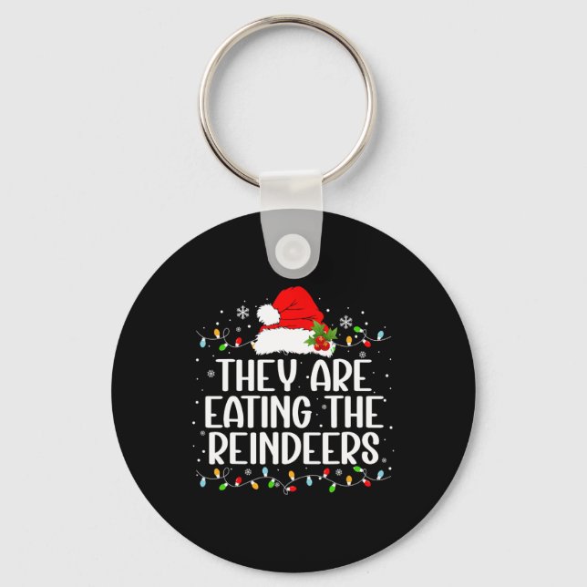 Chaveiro Eles estão comendo as renas Camisetas de Natal eng (Frente)