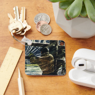 Chaveiro Eletricista do negócio do vintage que trabalha na