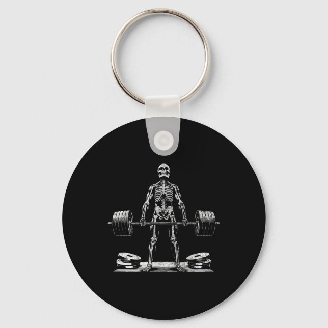 Chaveiro Elevação do Skeleton Halloween Piadas Gym Levantam (Frente)
