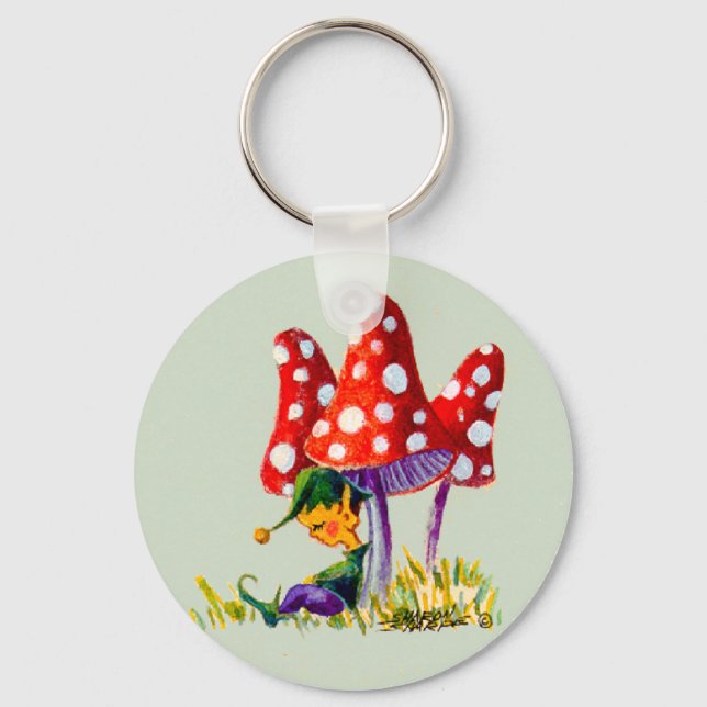 Chaveiro ELF & MUSHROOMS por SHARON SHARPE (Frente)