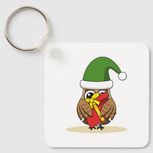 Chaveiro Elf Owl de Natal com Presente