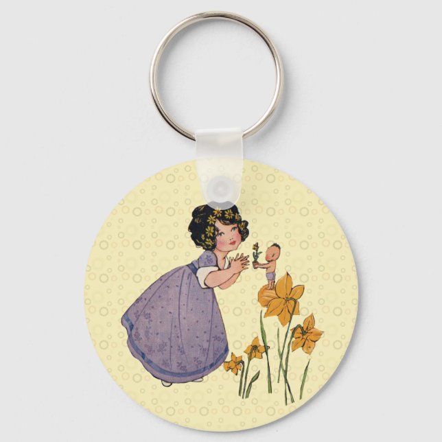 Chaveiro Elfo de Jardim Narciso Terra das Fadas Primavera P (Frente)