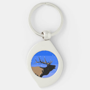 Chaveiro Elk Bugling no inverno - Arte original sobre a vid