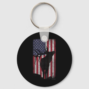 Chaveiro Elk Hunling Bull Us Flag - American Retro