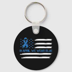 Chaveiro Em abril Vestimos Blue Vintage American Flag Ribbo