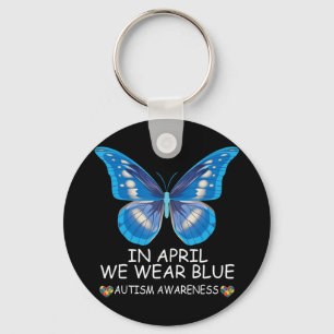 Chaveiro Em abril Vestimos Camisa Azul Fita-borboleta Autis