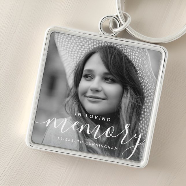 Chaveiro Em Loving Memory Memorial Modern Elegant Foto (Criador carregado)