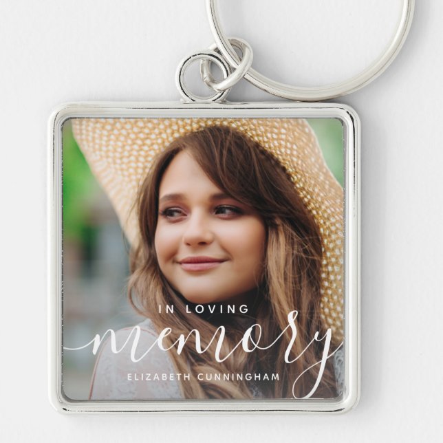 Chaveiro Em Loving Memory Memorial Modern Elegant Foto (Frente)
