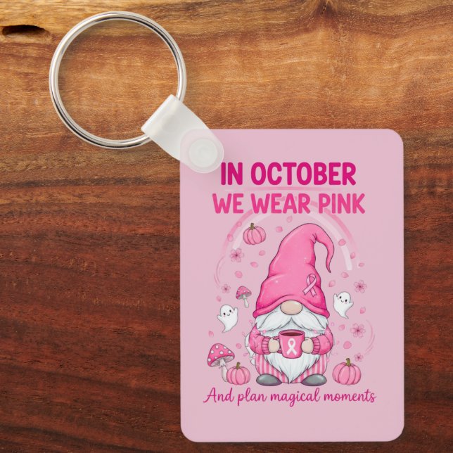 Chaveiro Em Outubro Usamos Rosa – Gnome de Apoio Emocional (Frente)
