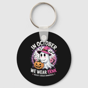 Chaveiro Em outubro use rosa fantasma halloween câncer de m
