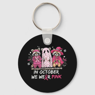 Chaveiro Em outubro, Vestimos o Cancer de Mama Rosa Raccoon