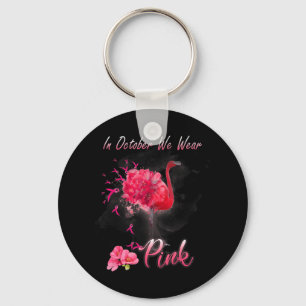 Chaveiro Em outubro, Vestimos o Cancer rosa Flamingo Awa