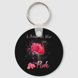 Chaveiro Em outubro, Vestimos o Cancer rosa Flamingo Awa