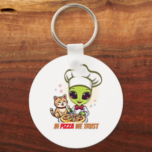 Chaveiro Em Pizza Nós Confiamos Arte de Chef Alienígena