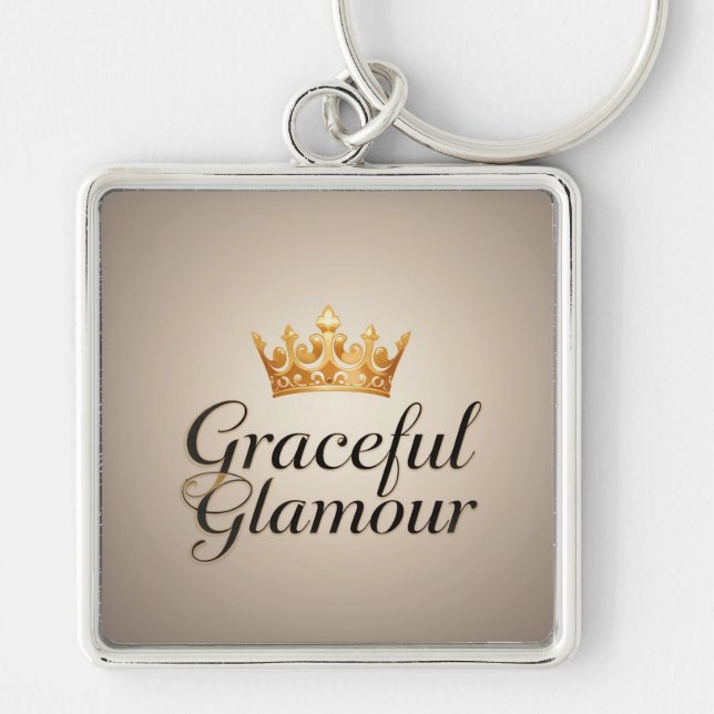 Chaveiro Emblema de Coroa de Ouro Elegante (Frente)