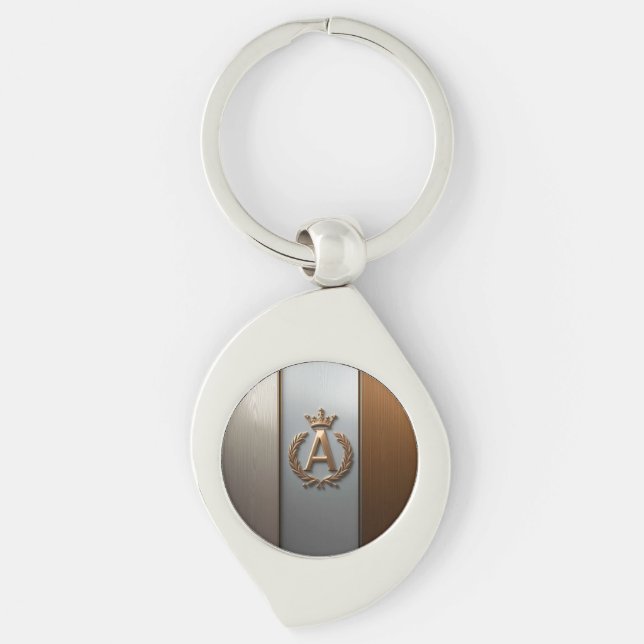 Chaveiro Emblema de Monograma Dourado A (Frente)