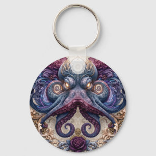 Chaveiro Emblema de polvo Steampunk com rosas roxas