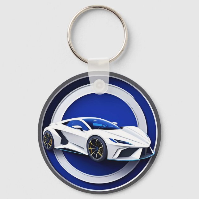 Chaveiro Emblema do Carro Esportivo Branco Luxurioso (Frente)