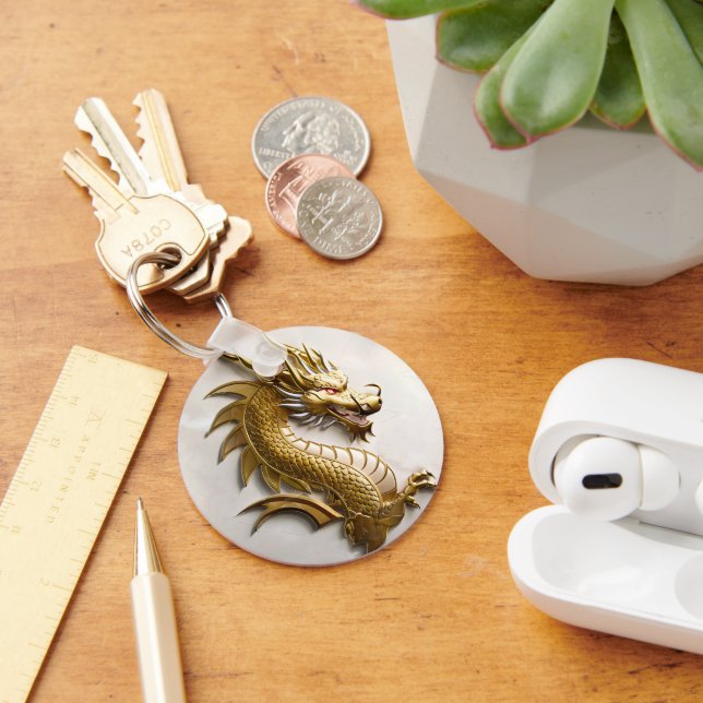 Chaveiro Emblema do Dragão Dourado 3D (Mesa)