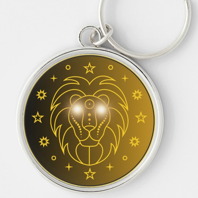 Chaveiro Emblema do Zodíaco de Leão | Símbolo Celestial Min (Frente)