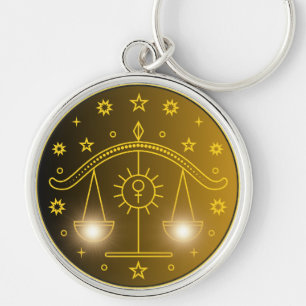 Chaveiro Emblema do Zodíaco de Libra Símbolo Celestial Mi