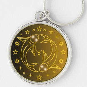 Chaveiro Emblema do Zodíaco de Peixes   Símbolo Celestial M