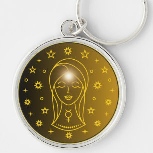 Chaveiro Emblema do Zodíaco de Virgem   Símbolo Celestial M