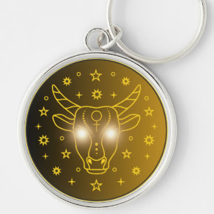 Chaveiro Emblema do Zodíaco Touro Símbolo Celestial Minim