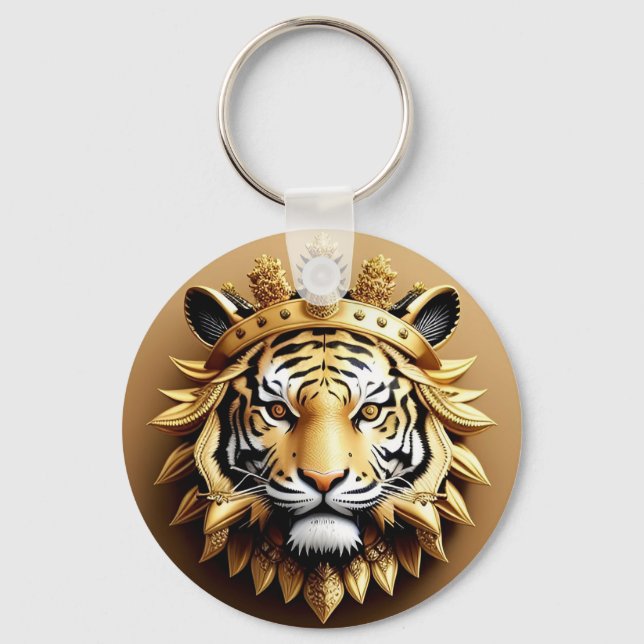 Chaveiro Emblema Dourado da Crista do Tigre (Frente)