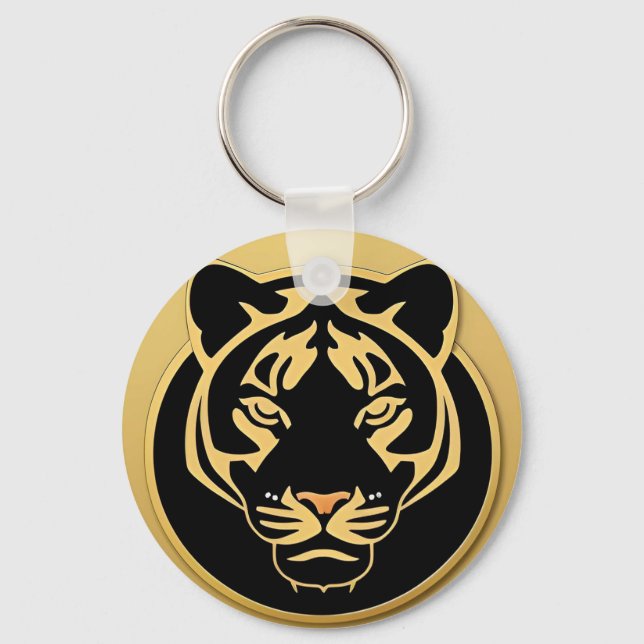 Chaveiro Emblema Dourado da Crista do Tigre (Frente)