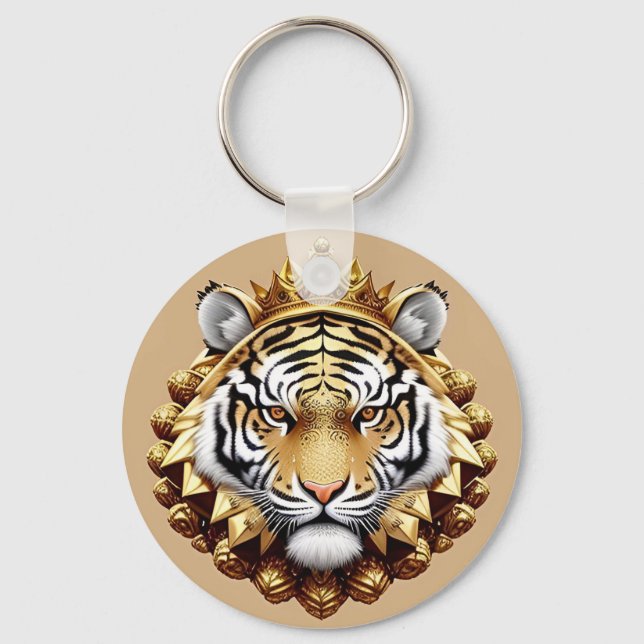 Chaveiro Emblema Dourado da Crista do Tigre (Frente)