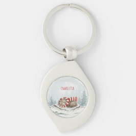 Chaveiro emblema personalizado urso dormindo inverno animal
