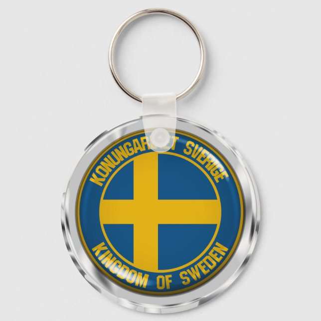 Chaveiro Emblema Redondo da Suécia (Frente)