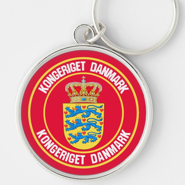 Chaveiro Emblema redondo de Dinamarca (Frente)
