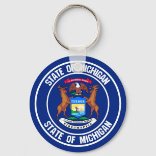Chaveiro Emblema redondo de Michigan