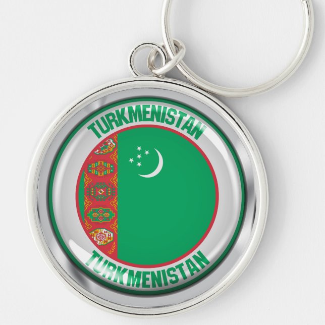 Chaveiro Emblema redondo do Turquemenistão (Frente)