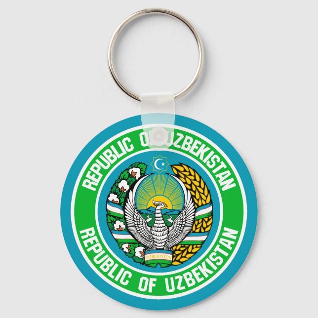 Chaveiro Emblema Redondo do Uzbequistão (Frente)