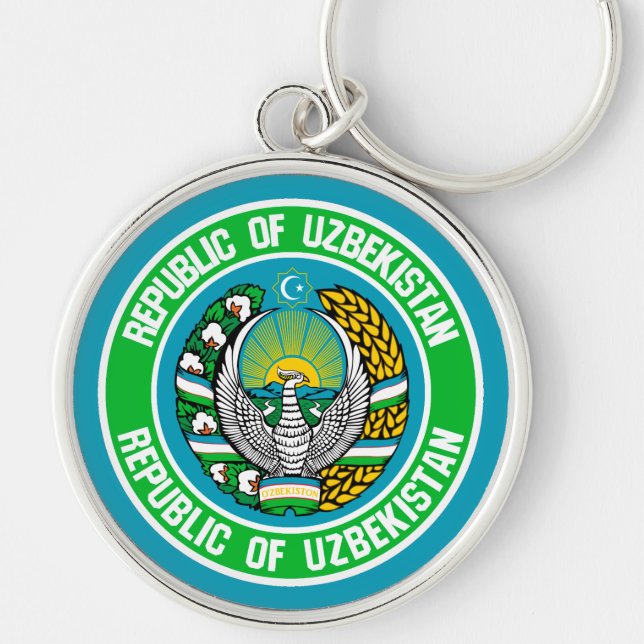 Chaveiro Emblema Redondo do Uzbequistão (Frente)