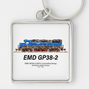 Chaveiro EMD GP38-2 Locomotive diesel azul e branco GATX