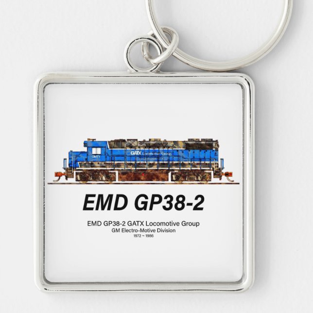 Chaveiro EMD GP38-2 Locomotive diesel azul e branco GATX (Frente)
