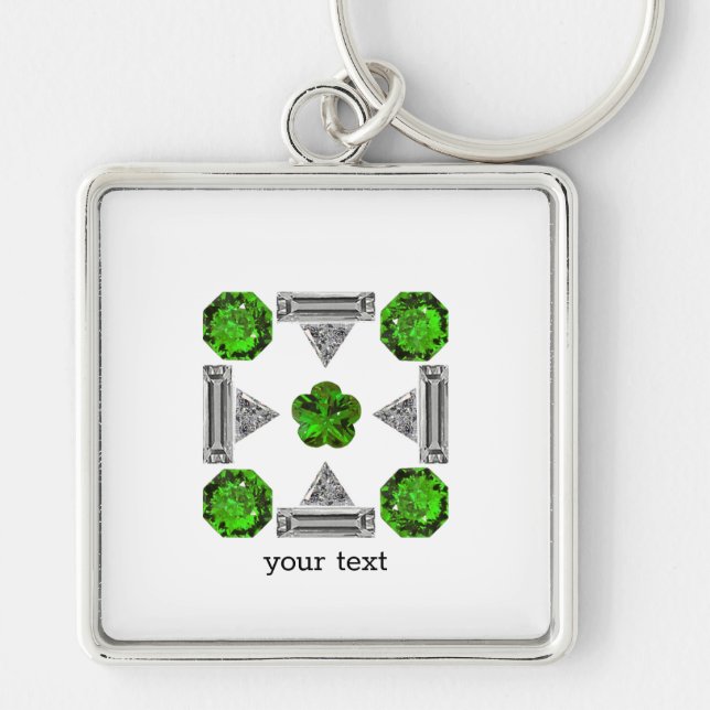 Chaveiro Emerald Diamond Gemstone Art, Verde (Frente)