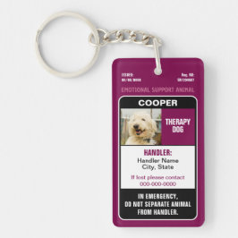Chaveiro Emotional Support Animal ID Therapy Photo Custom