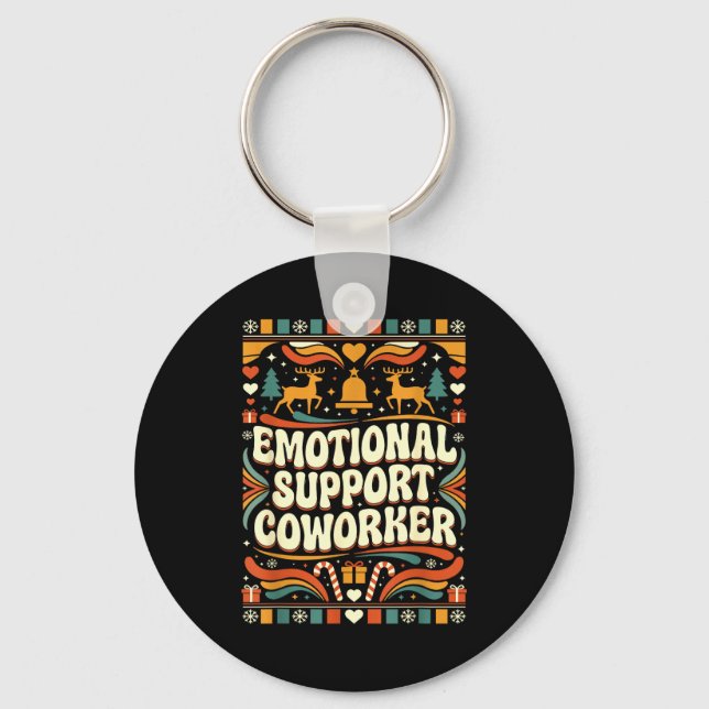 Chaveiro Emotional Suprt Coworker Funny Ugly Christmas Swea (Frente)