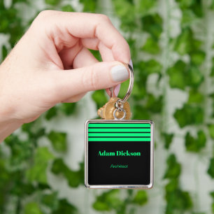 Chaveiro Empregado negro de listras verdes neon