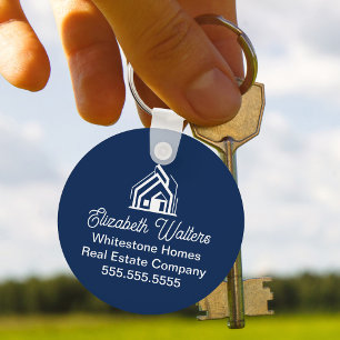 Chaveiro Empresa de Imóveis Azul Marinho Personalizada Casa