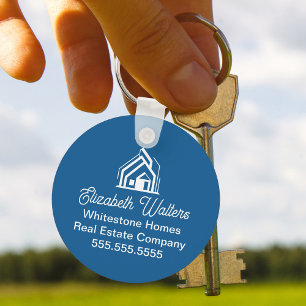 Chaveiro Empresa Imobiliária Azul Elegante Corretor Persona