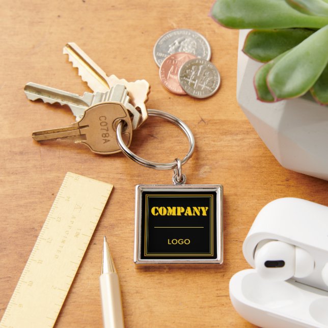 Chaveiro Empresa Personalizada Preta Moderna Personalizada  (Mesa)