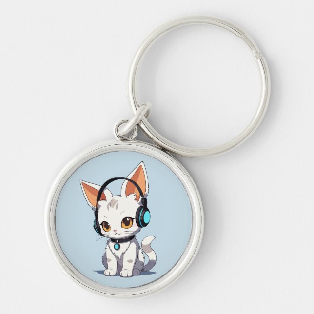 Chaveiro Encantador Design de Gato Kawaii (Frente)